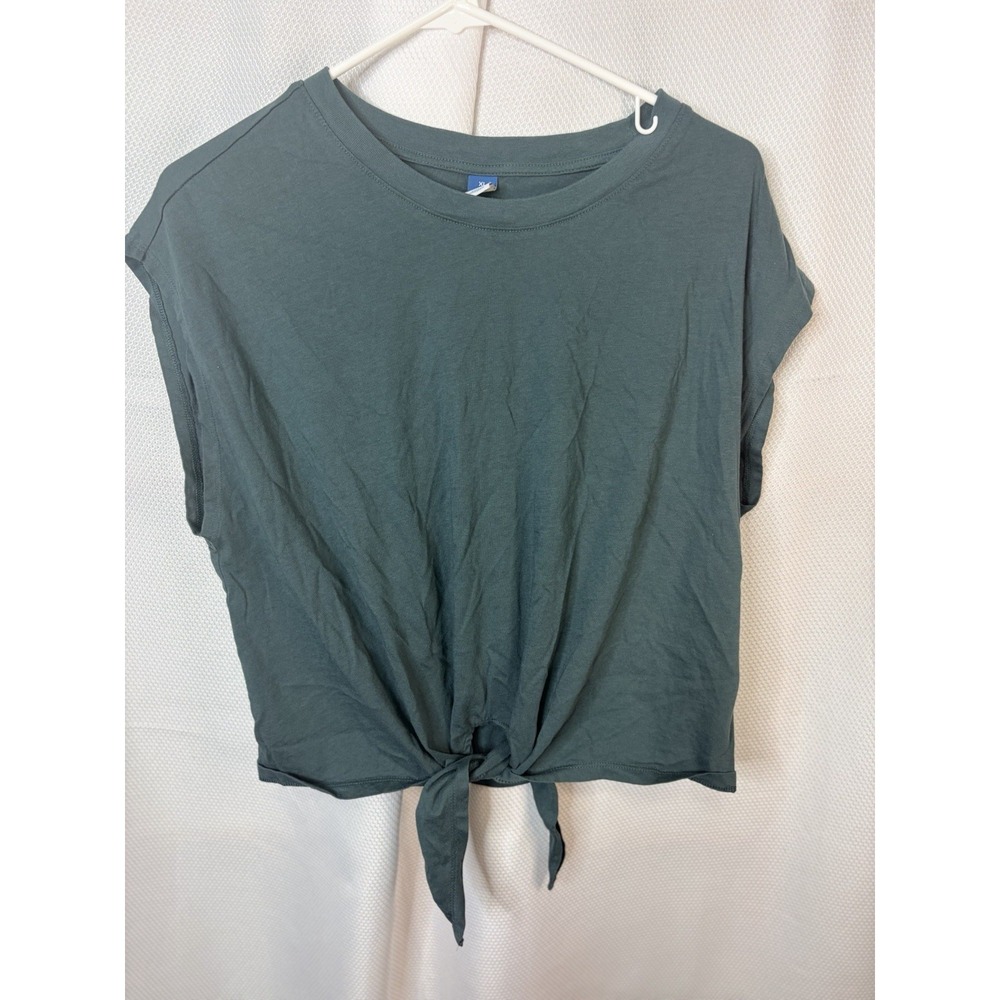 Old Navy Tank Women's Xl Green Cotton Cropped Tie-Front Relaxed-Fit
